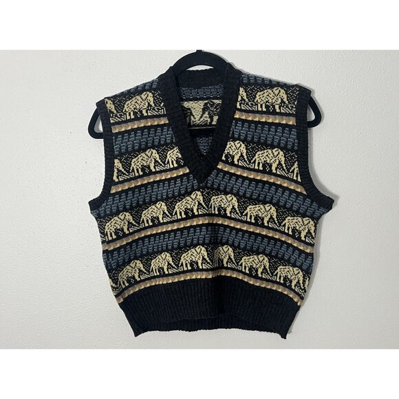 Handmade Knit Elephant Sweatervest Size Small - Picture 1 of 8